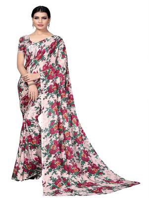 Coffee printed georgette saree with blouse 1