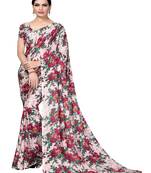 Coffee printed georgette saree with blouse