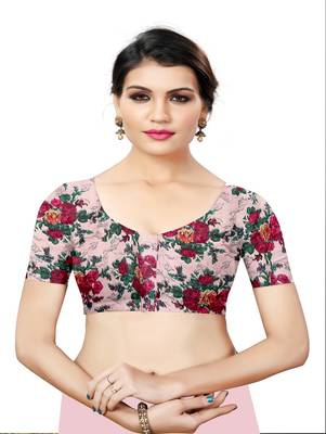 Coffee printed georgette saree with blouse 4