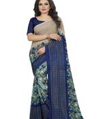 Chiku printed georgette saree with blouse