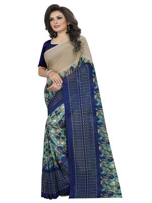 Chiku printed georgette saree with blouse 2