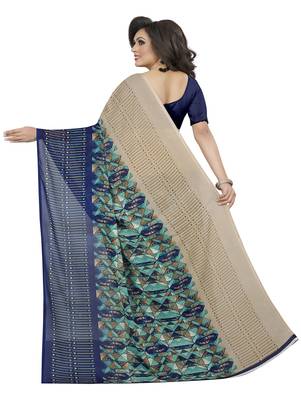 Chiku printed georgette saree with blouse 3