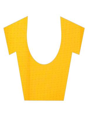 Yellow printed georgette saree with blouse 4