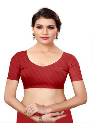 Red printed georgette saree with blouse 4