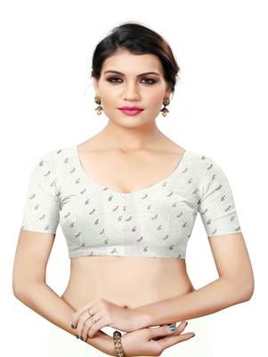 White printed georgette saree with blouse 4