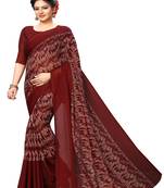 Brown printed georgette saree with blouse