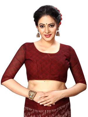 Brown printed georgette saree with blouse 4
