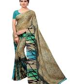 Chiku printed georgette saree with blouse