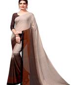 Chiku printed georgette saree with blouse