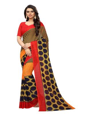 Multicolor printed georgette saree with blouse 1