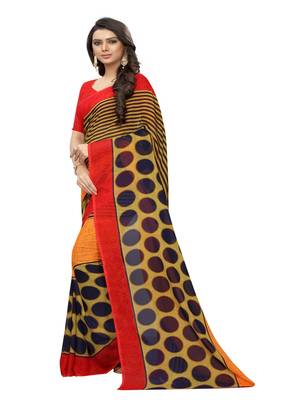 Multicolor printed georgette saree with blouse 2