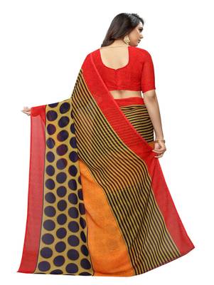 Multicolor printed georgette saree with blouse 3