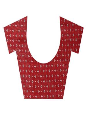 Red printed georgette saree with blouse 4