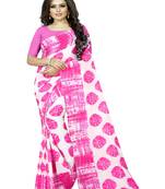 Pink printed georgette saree with blouse