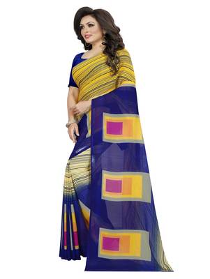 Multicolor printed georgette saree with blouse 2
