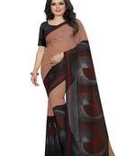 Black printed georgette saree with blouse