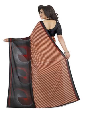 Black printed georgette saree with blouse 3