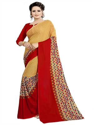 Multicolor printed georgette saree with blouse 1