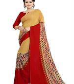 Multicolor printed georgette saree with blouse