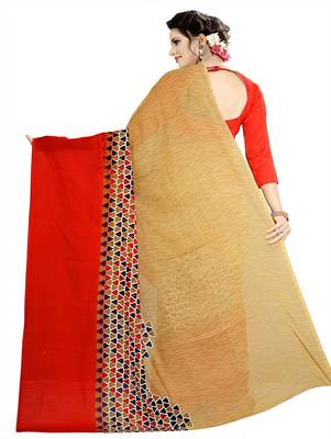 Multicolor printed georgette saree with blouse 3