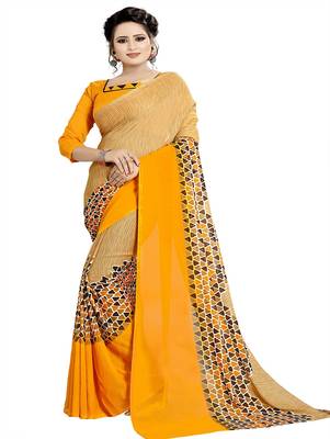 Multicolor printed georgette saree with blouse 1