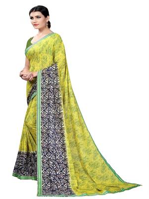 Mehendi printed georgette saree with blouse 2