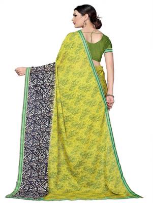 Mehendi printed georgette saree with blouse 3