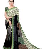 Grey printed georgette saree with blouse