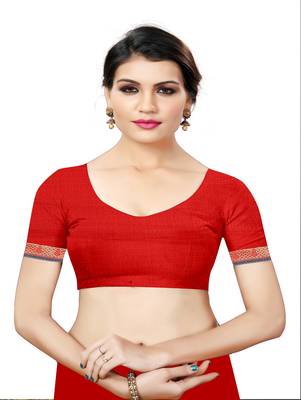 Blood red printed georgette saree with blouse 4