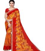 Mustard printed georgette saree with blouse