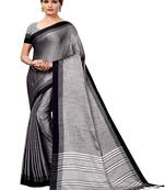Grey plain cotton saree with blouse
