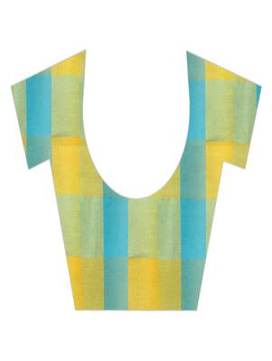 Multicolor plain cotton saree with blouse 4