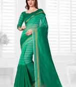 Sky blue hand woven cotton saree with blouse