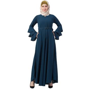 Umbrella Abaya With Bell Sleeves-Teal-Green 2