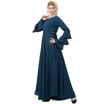 Umbrella Abaya With Bell Sleeves-Teal-Green 3