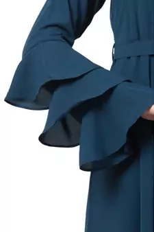 Umbrella Abaya With Bell Sleeves-Teal-Green