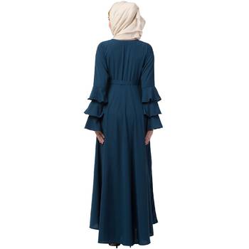 Umbrella Abaya With Bell Sleeves-Teal-Green 5
