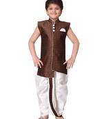 Multicolor printed silk blend boys-dhoti-kurta