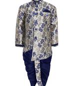 Multicolor printed jacquard boys-indo-western-dress
