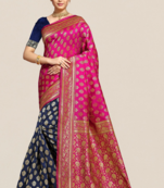 pink woven banarasi saree with blouse