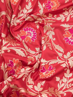Maroon Meenakari Floral Boota Pure Katan Silk Brocade Banarasi Saree 2