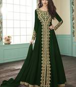 Green embroidered faux georgette salwar