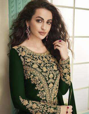 Green embroidered faux georgette salwar 2