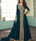 Dark-jade embroidered faux georgette salwar