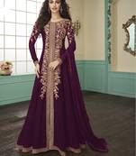 Wine embroidered faux georgette salwar