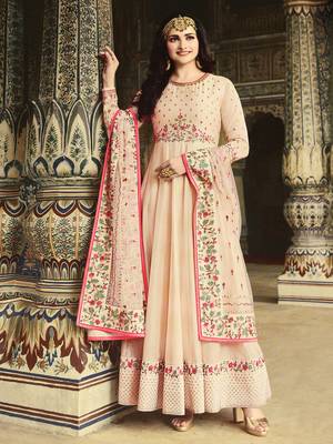 Light-peach embroidered silk salwar 1