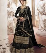 Black embroidered faux georgette salwar