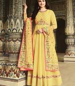 Yellow embroidered silk salwar