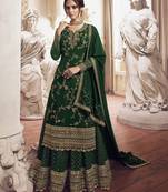 Green embroidered faux georgette salwar