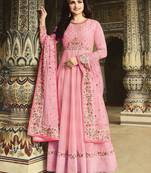Pink embroidered silk salwar